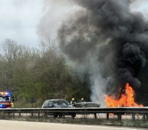 Car blaze causes motorway closure near to Popham