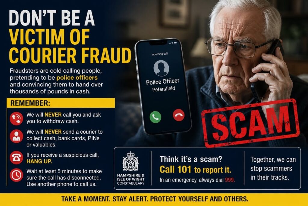 Warning Issued After Pensioner Loses £12,000 in Courier Fraud Scam in Petersfield