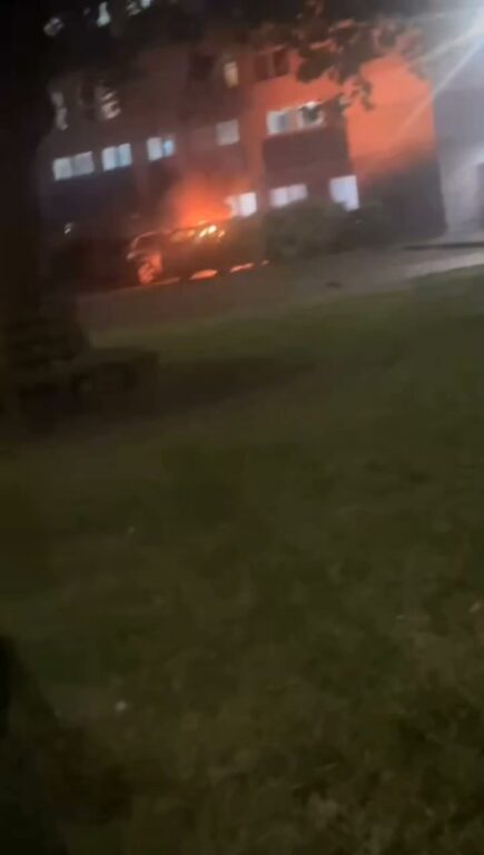 Vehicle fire sparks emergency response outside Wilmcote House in Somerstown tonight