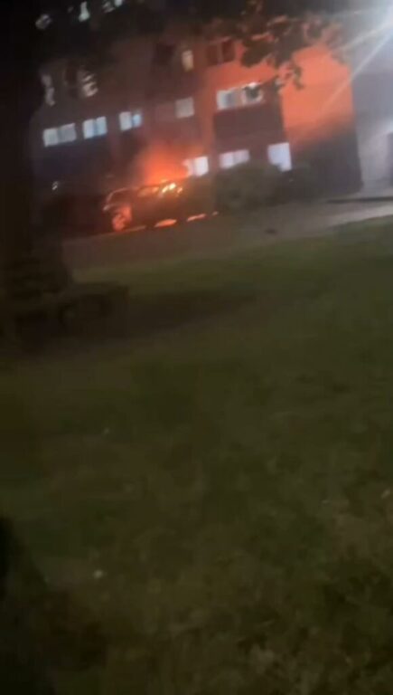 Vehicle fire sparks emergency response outside Wilmcote House in Somerstown tonight
