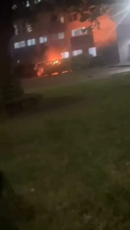 Vehicle fire sparks emergency response outside Wilmcote House in Somerstown tonight