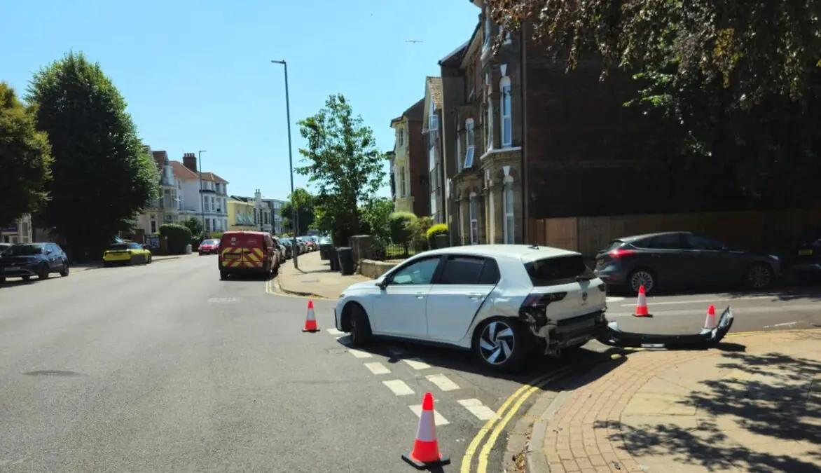 Two-Car Crash Causes Traffic Disruption at Victoria Road South Junction in Portsmouth