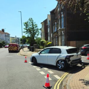 Two-Car Crash Causes Traffic Disruption at Victoria Road South Junction in Portsmouth